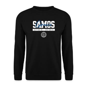 Samos Griechenland Koordinaten Reise Souvenir - Unisex Pullover - Schwarz - Vorne - Alina (178cm) & Michal (187cm)