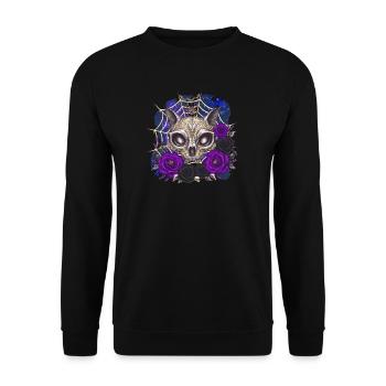 katzenschädel Rosen Gothic - Unisex Pullover - Schwarz - Vorne - Alina (178cm) & Michal (187cm)