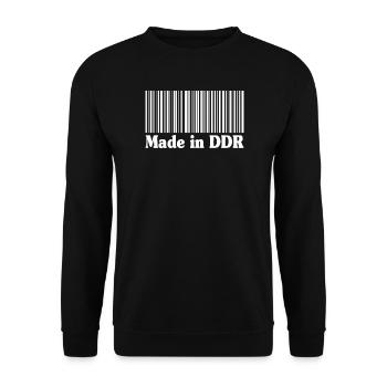 Made in DDR Spruch Geschenk Ostdeutschland - Unisex Pullover - Schwarz - Vorne - Alina (178cm) & Michal (187cm)