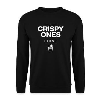 Pommes Pommes Frites Kartoffel Lustig Imbiss Snack - Unisex Pullover - Schwarz - Vorne - Alina (178cm) & Michal (187cm)