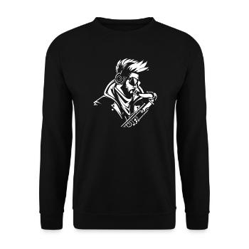 Saxophonist Skizze - Unisex Pullover - Schwarz - Vorne - Alina (178cm) & Michal (187cm)