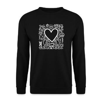 LOVE - Unisex Pullover - Schwarz - Vorne - Alina (178cm) & Michal (187cm)