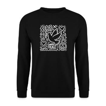 Frieden - Unisex Pullover - Schwarz - Vorne - Alina (178cm) & Michal (187cm)