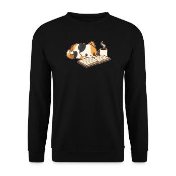 Lesepause mit Kaffee - Unisex Pullover - Schwarz - Vorne - Alina (178cm) & Michal (187cm)