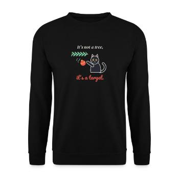 Es ist kein Baum, sondern ein Ziel – Weihnachtskatze - Unisex Pullover - Schwarz - Vorne - Alina (178cm) & Michal (187cm)