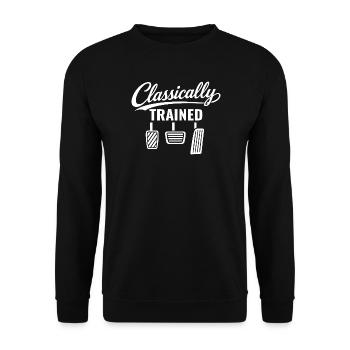 Klassisch ausgebildetes manuelles Autopedalfahren - Unisex Pullover - Schwarz - Vorne - Alina (178cm) & Michal (187cm)