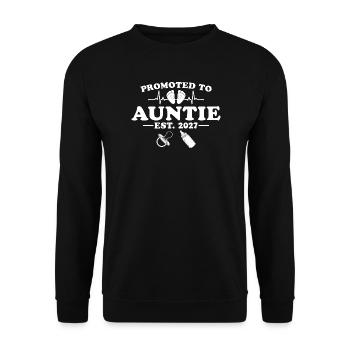 Pregnancy Announcement 2027 Promoted to Auntie - Unisex Pullover - Schwarz - Vorne - Alina (178cm) & Michal (187cm)