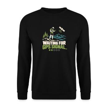 Warten auf GPS-Signal-Shirt, Lauf-T-Shirt - Unisex Pullover - Schwarz - Vorne - Alina (178cm) & Michal (187cm)