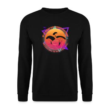 Sonnenuntergangs- und Gleitschirmsprung-Witz - Unisex Pullover - Schwarz - Vorne - Alina (178cm) & Michal (187cm)