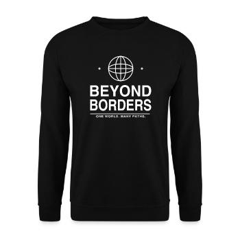 Jenseits der Grenzen Globus - Unisex Pullover - Schwarz - Vorne - Alina (178cm) & Michal (187cm)