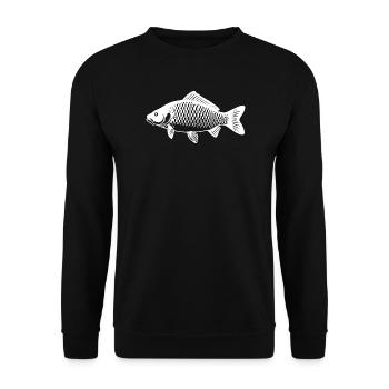 Karpfen weiß Angler Geschenk Angelsport - Unisex Pullover - Schwarz - Vorne - Alina (178cm) & Michal (187cm)
