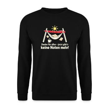 Lehrer Ruhestand Abschiedsgeschenk Keine Noten - Unisex Pullover - Schwarz - Vorne - Alina (178cm) & Michal (187cm)