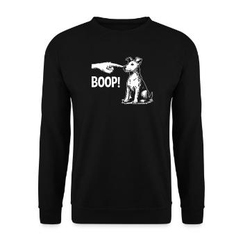 Funny Dog Boop The Snoot Animal Humor - Unisex Pullover - Schwarz - Vorne - Alina (178cm) & Michal (187cm)