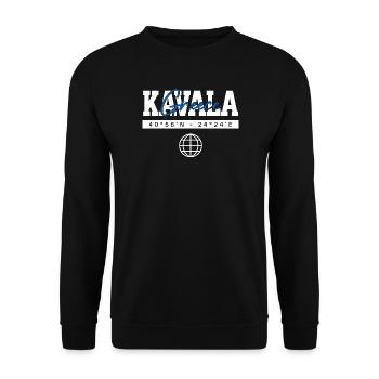 Kavala Griechenland Koordinaten Reise Souvenir - Unisex Pullover - Schwarz - Vorne - Alina (178cm) & Michal (187cm)