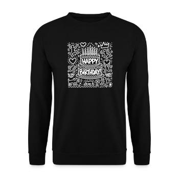 Geburtstagstorte - Unisex Pullover - Schwarz - Vorne - Alina (178cm) & Michal (187cm)