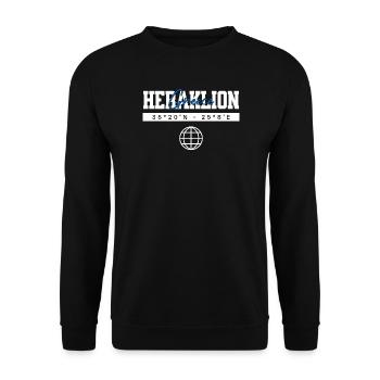 Iraklio Griechenland Koordinaten Reise Souvenir - Unisex Pullover - Schwarz - Vorne - Alina (178cm) & Michal (187cm)