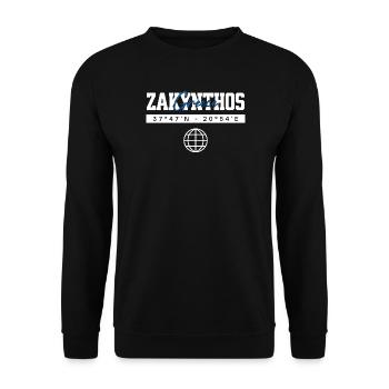 Zakynthos Griechenland Koordinaten Reise Souvenir - Unisex Pullover - Schwarz - Vorne - Alina (178cm) & Michal (187cm)