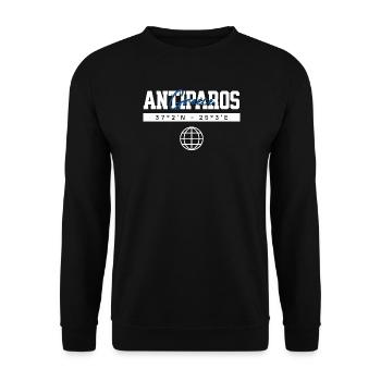 Antiparos Griechenland Koordinaten Reise Souvenir - Unisex Pullover - Schwarz - Vorne - Alina (178cm) & Michal (187cm)