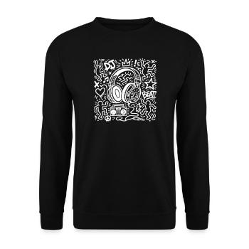 Kopfhörer - Unisex Pullover - Schwarz - Vorne - Alina (178cm) & Michal (187cm)