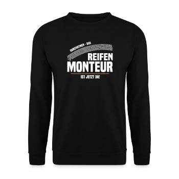 Der Reifenmonteur - Unisex Pullover - Schwarz - Vorne - Alina (178cm) & Michal (187cm)