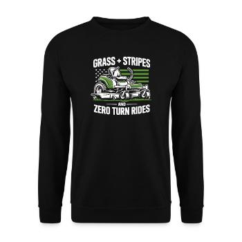 Zero Turn Rasenmäher USA Flagge Rasenmähen - Unisex Pullover - Schwarz - Vorne - Alina (178cm) & Michal (187cm)