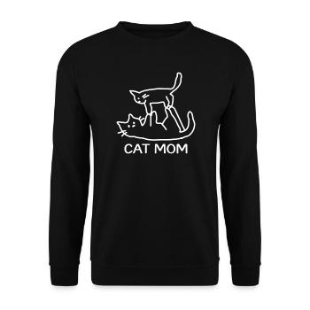 Katzendame Katzen Cat Mom - Unisex Pullover - Schwarz - Vorne - Alina (178cm) & Michal (187cm)