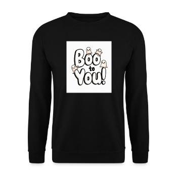 Buh auf dich! Süße Geister Halloween - Unisex Pullover - Schwarz - Vorne - Alina (178cm) & Michal (187cm)