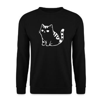 Lustige Katze Minimalistisches Katzen Geschenk  - Unisex Pullover - Schwarz - Vorne - Alina (178cm) & Michal (187cm)