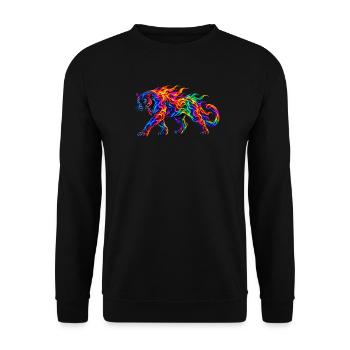 Regenbogen-Brennende Panther - Unisex Pullover - Schwarz - Vorne - Alina (178cm) & Michal (187cm)