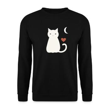 Halloween Katze Herren - Unisex Pullover - Schwarz - Vorne - Alina (178cm) & Michal (187cm)