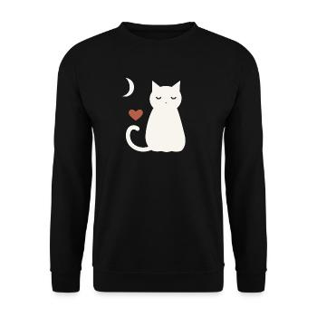 Halloween Katze Damen - Unisex Pullover - Schwarz - Vorne - Alina (178cm) & Michal (187cm)
