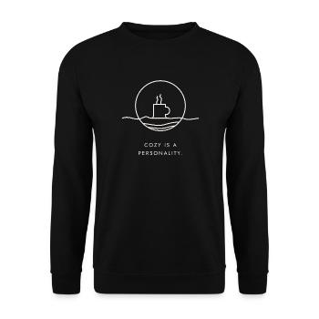 Gemütlicher Weihnachtspullover – Gemütlich ist eine Persönlichkeit. - Unisex Pullover - Schwarz - Vorne - Alina (178cm) & Michal (187cm)