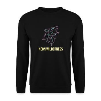 Wolf Neon Wilderness - Unisex Pullover - Schwarz - Vorne - Alina (178cm) & Michal (187cm)