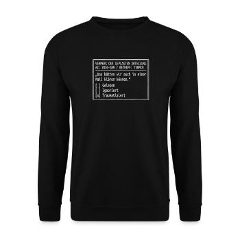 lustiger Büro Spruch  - Unisex Pullover - Schwarz - Vorne - Alina (178cm) & Michal (187cm)