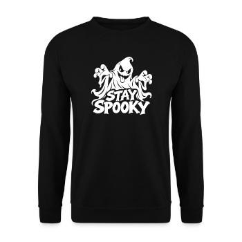 Stay Spooky Geisterdesign - Unisex Pullover - Schwarz - Vorne - Alina (178cm) & Michal (187cm)