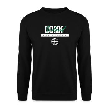 Cork Irland Koordinaten Reise Souvenir - Unisex Pullover - Schwarz - Vorne - Alina (178cm) & Michal (187cm)