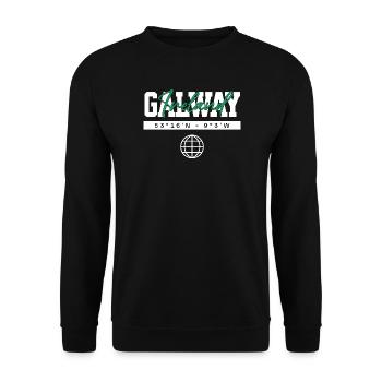 Galway Irland Koordinaten Reise Souvenir - Unisex Pullover - Schwarz - Vorne - Alina (178cm) & Michal (187cm)
