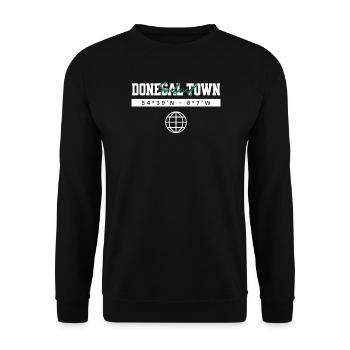 Donegal Town Irland Koordinaten Reise Souvenir - Unisex Pullover - Schwarz - Vorne - Alina (178cm) & Michal (187cm)