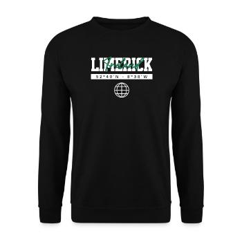 Limerick Irland Koordinaten Reise Souvenir - Unisex Pullover - Schwarz - Vorne - Alina (178cm) & Michal (187cm)