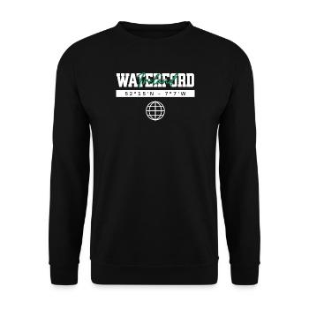 Waterford Irland Koordinaten Reise Souvenir - Unisex Pullover - Schwarz - Vorne - Alina (178cm) & Michal (187cm)