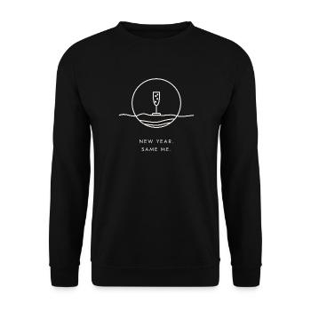 Neujahrsgeschenk – Neujahr. Ich auch. - Unisex Pullover - Schwarz - Vorne - Alina (178cm) & Michal (187cm)