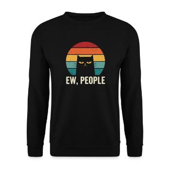 Ew People Retro Cat - Unisex Pullover - Schwarz - Vorne - Alina (178cm) & Michal (187cm)