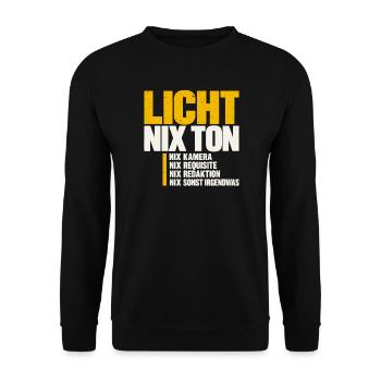 Licht nix Ton – Fernsehtechnik Humor - Unisex Pullover - Schwarz - Vorne - Alina (178cm) & Michal (187cm)