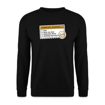 Stammtisch Protokoll Bier Lustiger Spruch Humor - Unisex Pullover - Schwarz - Vorne - Alina (178cm) & Michal (187cm)