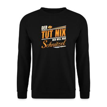 Der Tut Nix - Der Will Nur Schnitzel - Unisex Pullover - Schwarz - Vorne - Alina (178cm) & Michal (187cm)