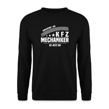 Durchatmen - Der Kfz-Mechaniker ist jetzt da - Unisex Pullover - Schwarz - Vorne - Alina (178cm) & Michal (187cm)