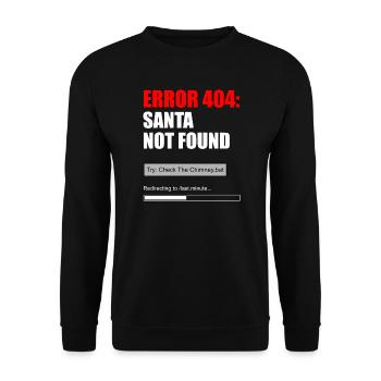 Fehler 404 Weihnachtsmann nicht gefunden - Unisex Pullover - Schwarz - Vorne - Alina (178cm) & Michal (187cm)
