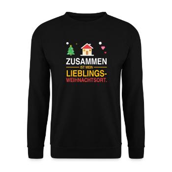 Zusammen ist mein Lieblings-Weihnachtsort - Unisex Pullover - Schwarz - Vorne - Alina (178cm) & Michal (187cm)