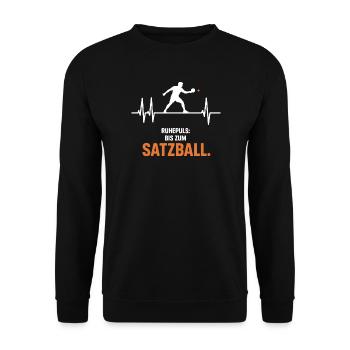 Ruhepuls bis zum Satzball – Tischtennis Spruch - Unisex Pullover - Schwarz - Vorne - Alina (178cm) & Michal (187cm)