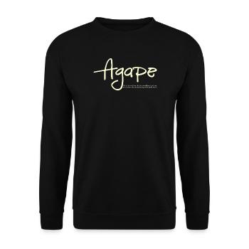 Agape: Bedingungslose Liebe - Unisex Pullover - Schwarz - Vorne - Alina (178cm) & Michal (187cm)